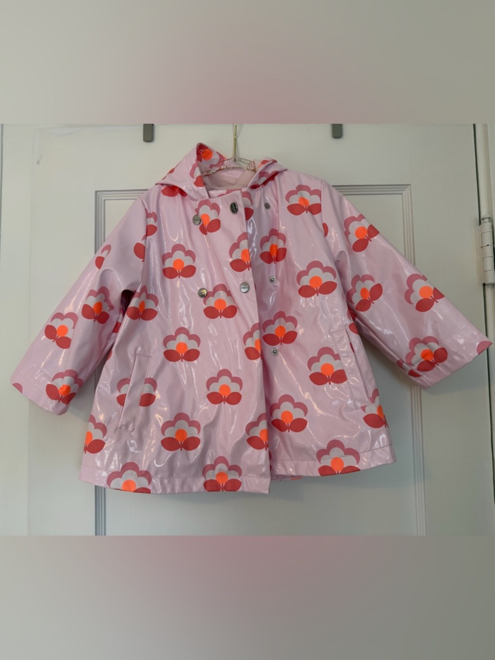 Jacadi pink hooded fabric-lined raincoat